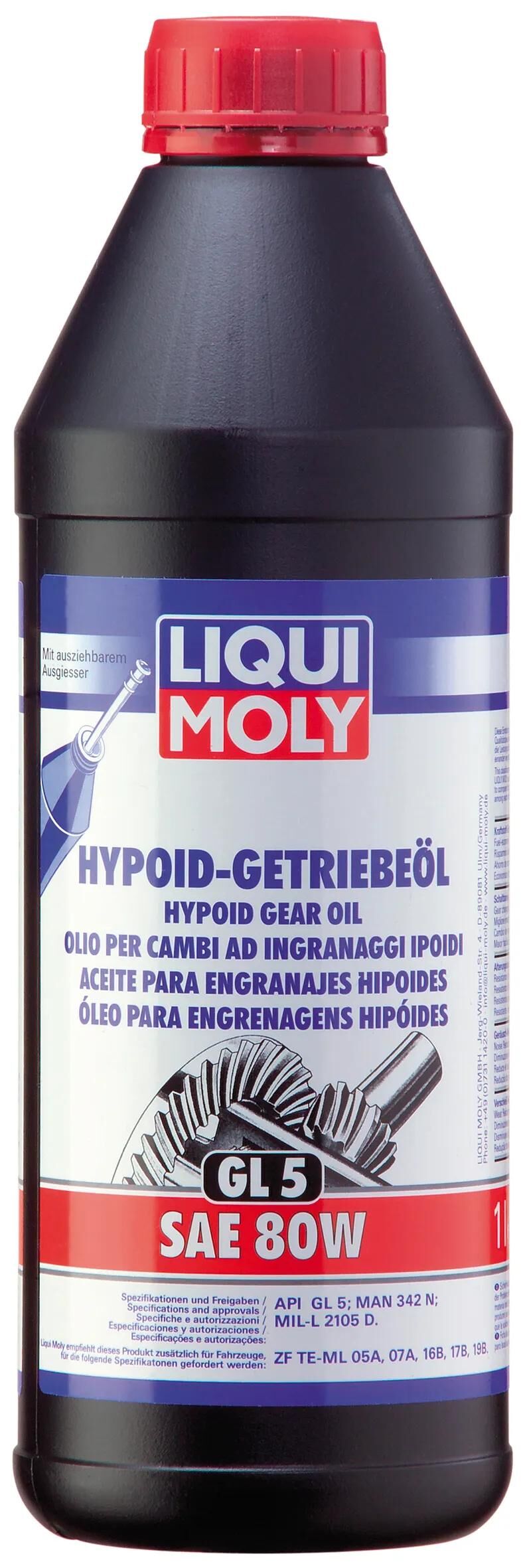 Liqui moly getriebeöl gl 5 huile pour engrenages hypoïdes sae80w lm gl5 1ltr.