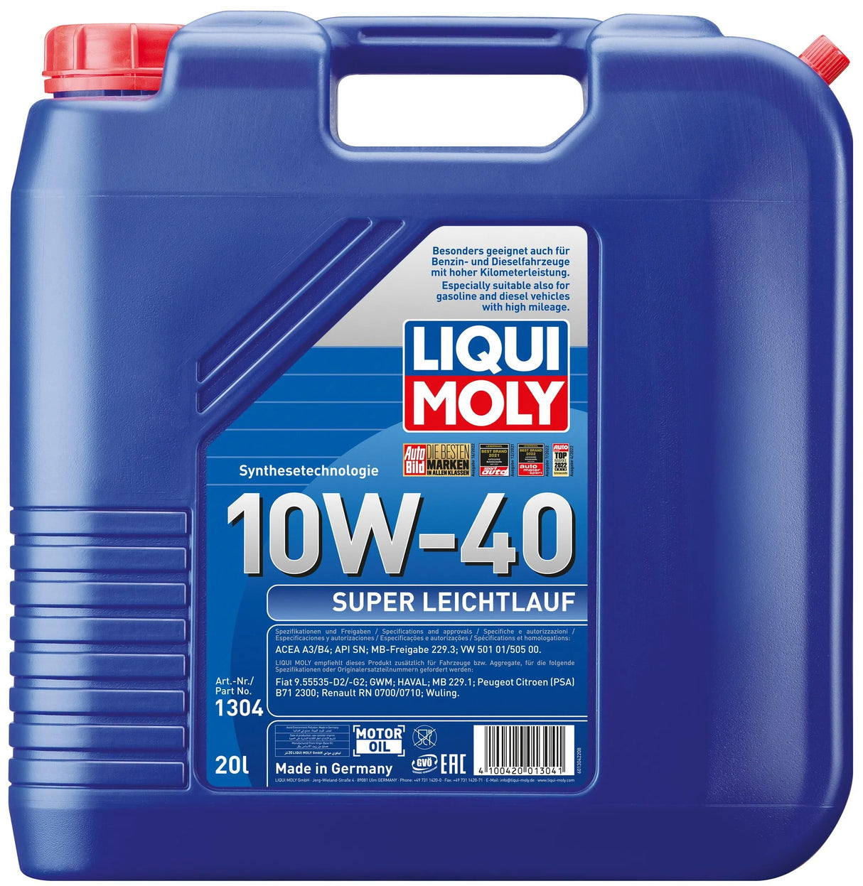 L'huile moteur Liqui Moly fonctionne très bien. huile à fonctionnement super doux 20 litres.