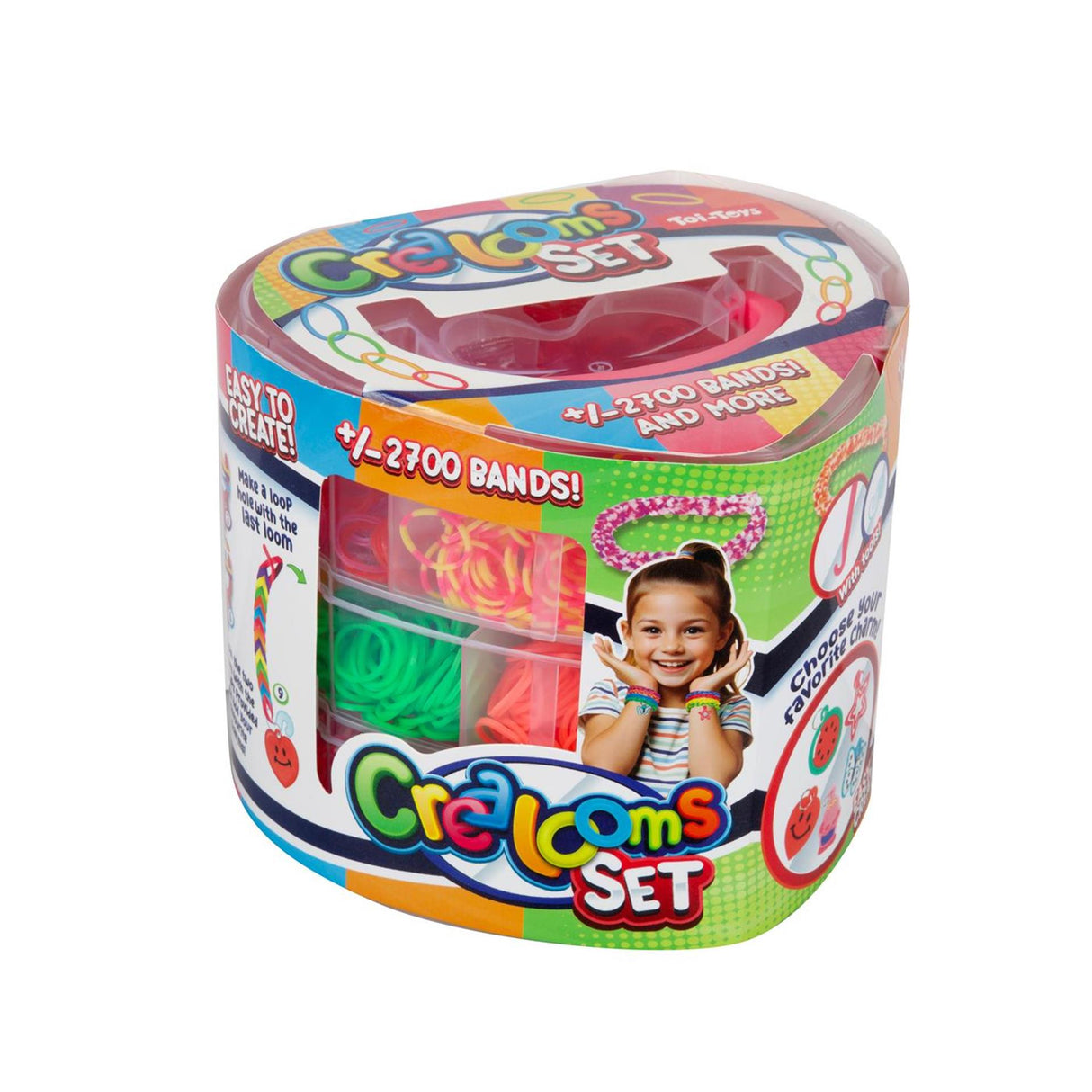 Toi-toys métier à tisser 2700 pcs avec accessoires dans boîte de rangement coeur