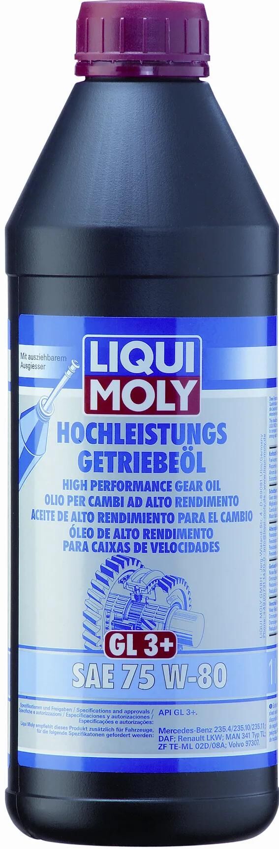 Huile de transmission Liqui moly gl3+ huile pour engrenages gl3+ 1 litre. 75w-80