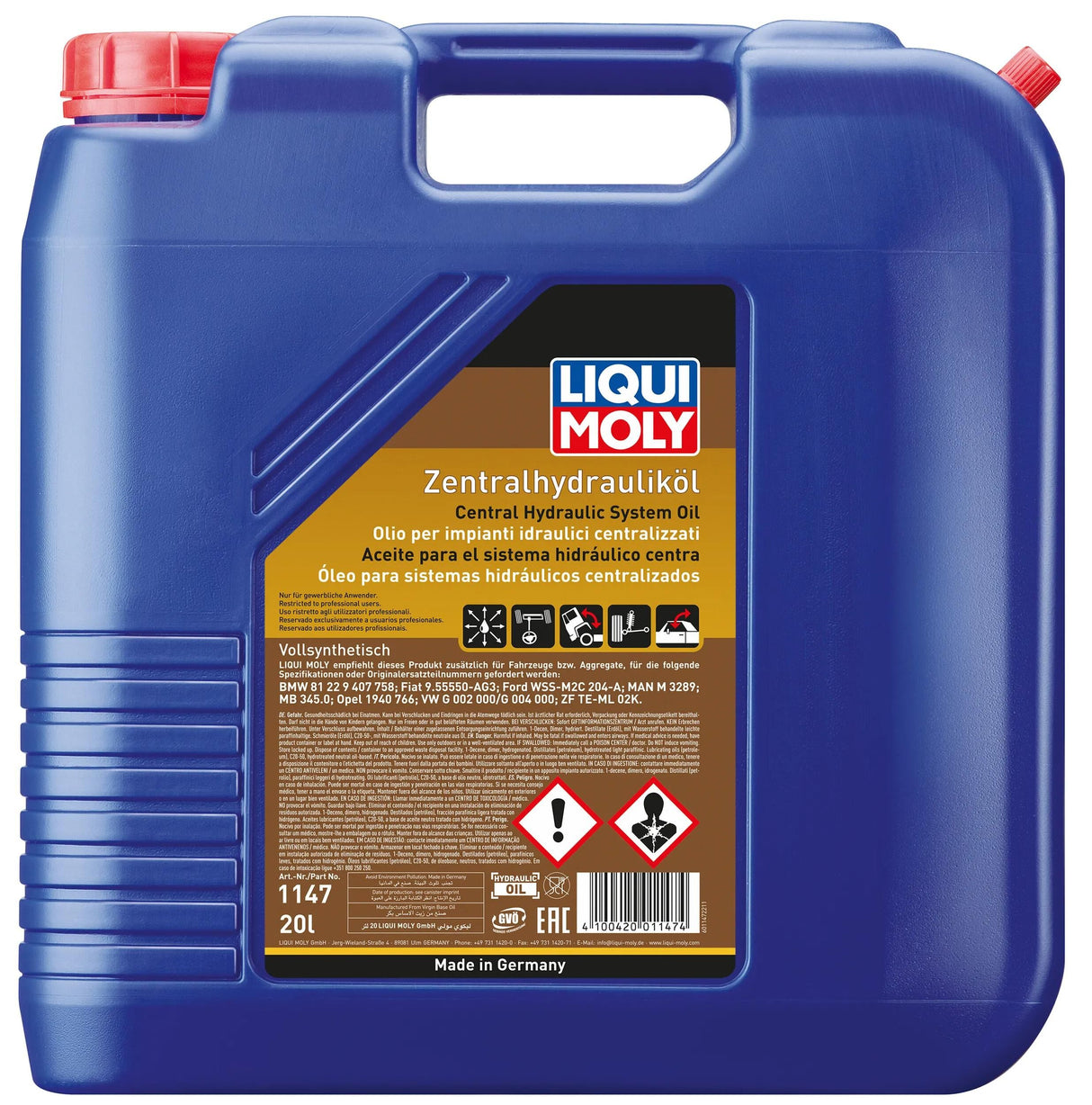 Huile hydraulique Liqui moly huile hydraulique centrale 20l lm