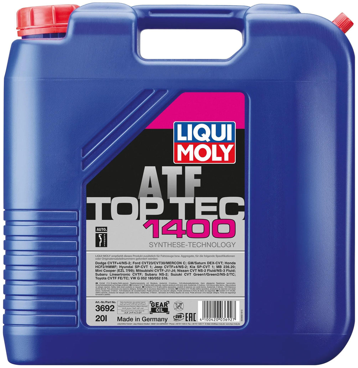 Liqui moly huile de transmission top tec atf 1400 top tec atf 1400 bidon 20l