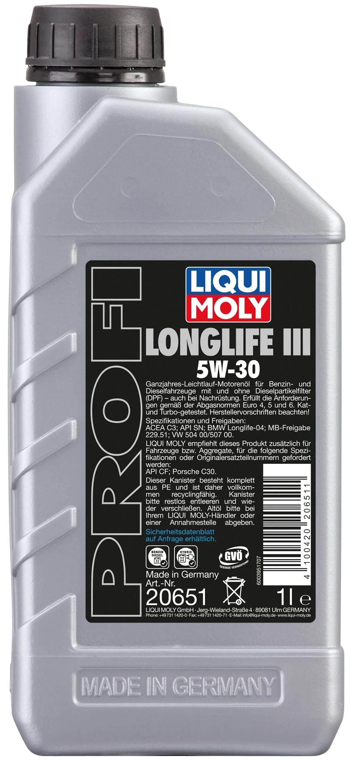 Liqui moly huile moteur profi longlife iii profi l iii 5w-30 1l