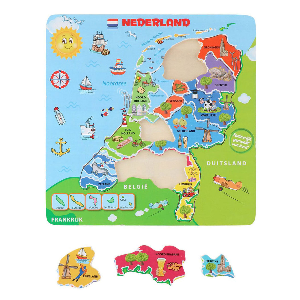 Wooden Jigsaw Puzzle Map Holland, 13 ..