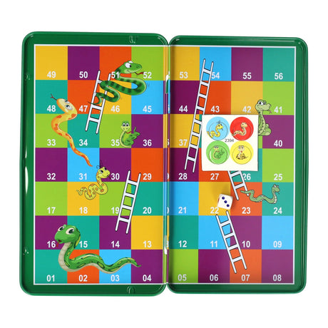 Jeu de voyage magnétique d'introduction dans des échelles de serpents en conserve