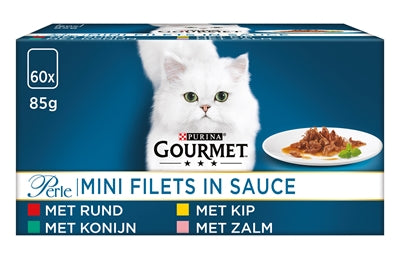 Gourmet Perle Mini filety v omáčce kuřecí králíka hovězí losos