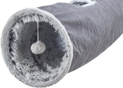 Trixie tunnel de jeu pour chat Harvey Velvet peluche gris