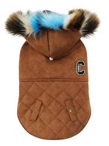 Croci dog coat shearling lined brown