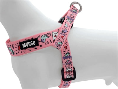 Morso mini harnais pour chien réglable recyclé sweet tweet rose