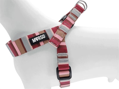 Morso mini harnais pour chien réglable horizon recyclé rouge rose