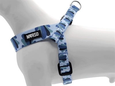 Morso mini harnais pour chien réglable recyclé splash bleu