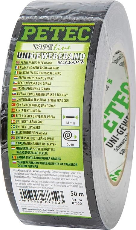 Petec ruban textile uni ruban en tissu 50m noir