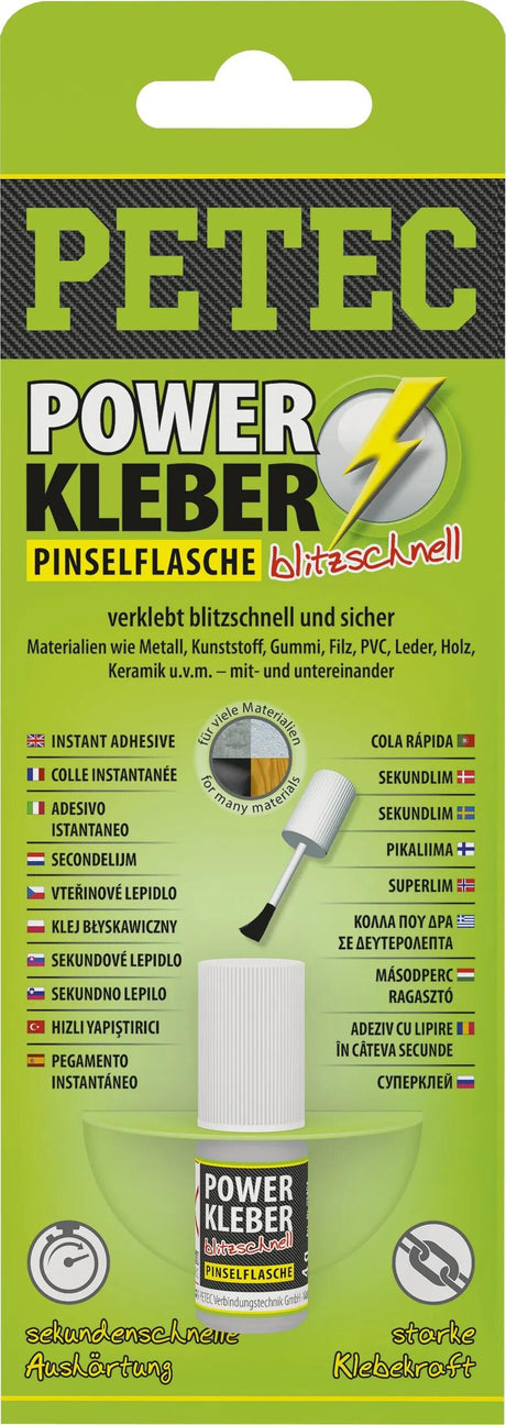 Petec colle universelle power kleber blitzschnell deuxième adhésif 4g sb bouteilles de brosse