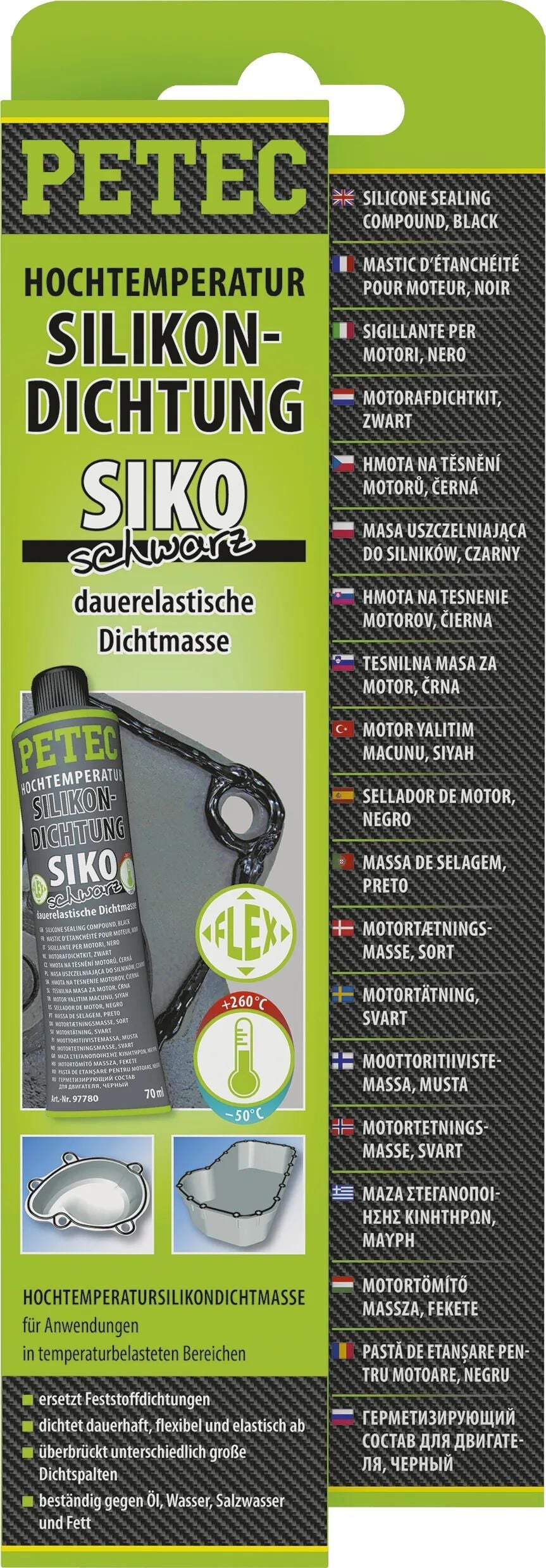 Petec pâte à sceller joints en silicone a 70ml noir
