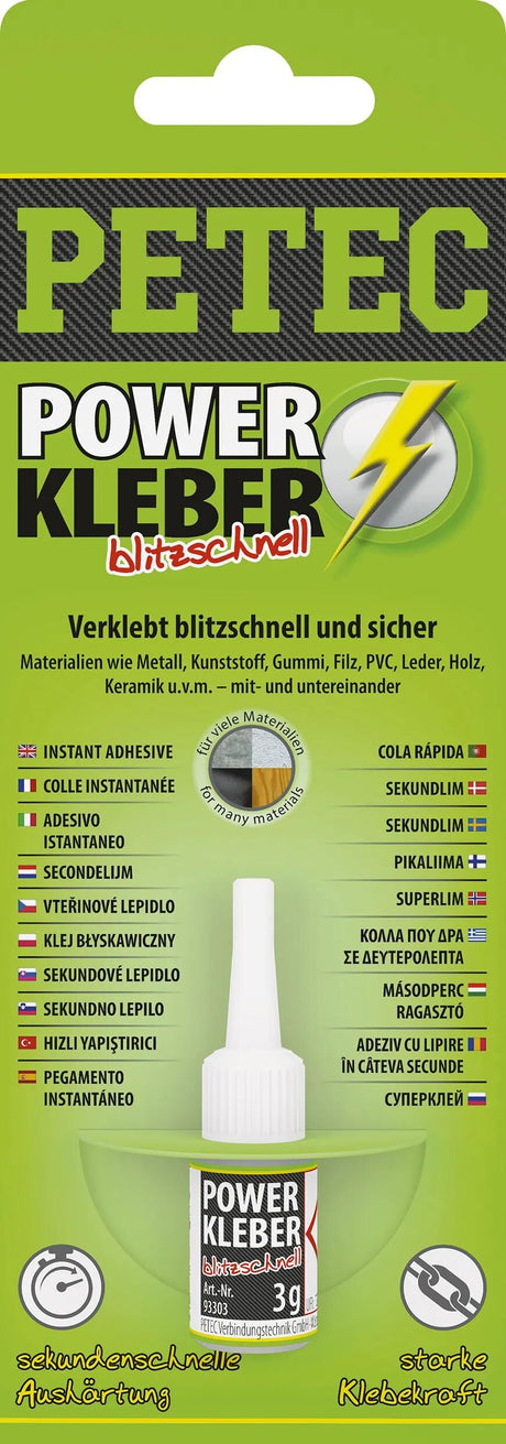 Petec colle universelle power kleber blitzschnell deuxième adhésif 3g sb bouteille d'eau