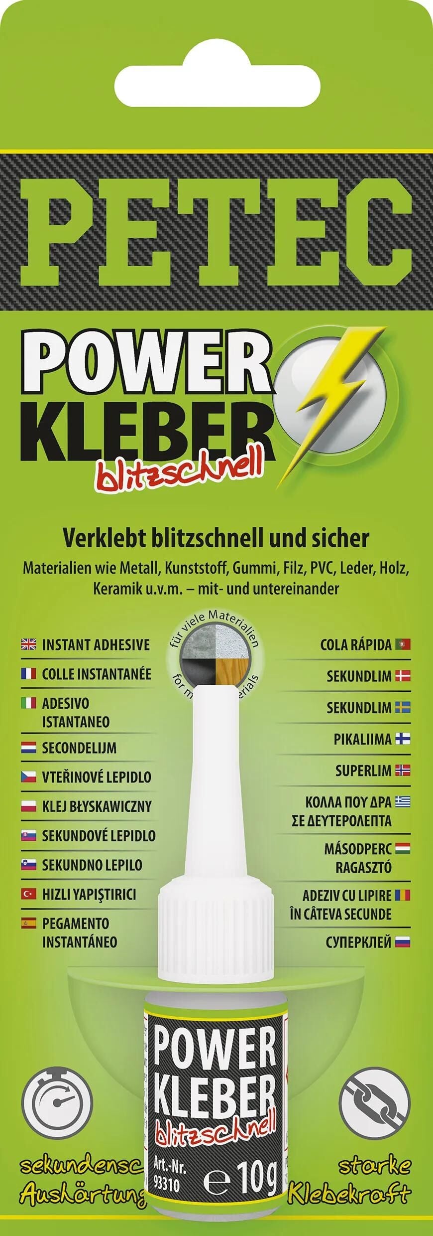 Petec colle universelle power kleber blitzschnell deuxième adhésif 10g sb bouteille d'eau
