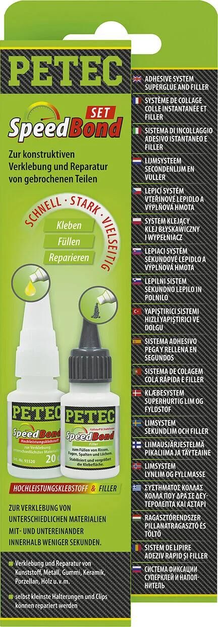 Petec système de jeu de colle universel speedbond adhésif haute performance speedbond m.filler