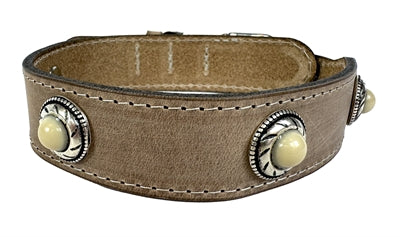 Sazzz Collar Hond Boho Treasure Stone Vintage Lieder Beige