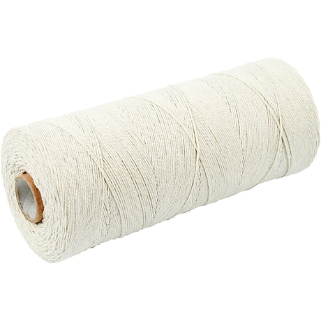 Fil de coton Creativ company, l : 700 m, qualité extra fine 12 6, env. 1 mm, naturel clair, 250 gr 1 pelote