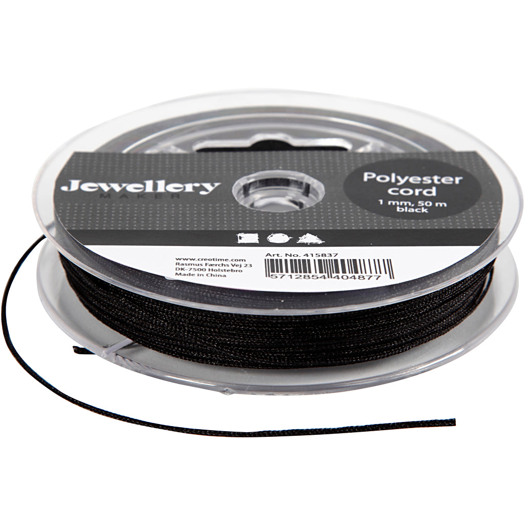 Crétiv Company Polyester Cord Black, 50m