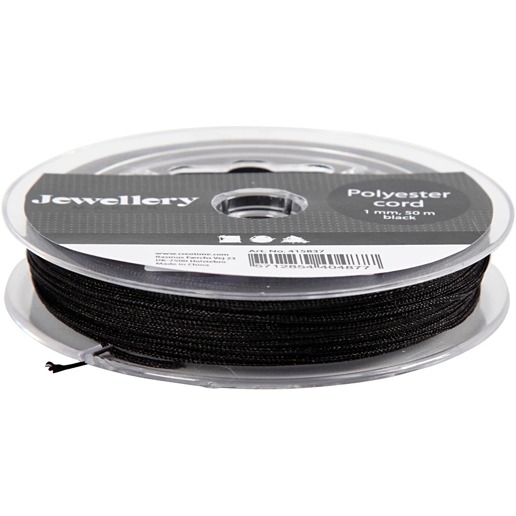 Société créative https: www.ccobby.nl polyester-cord-thickness-1-mm-black-50-m-1-roll