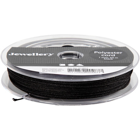 Société créative https: www.ccobby.nl polyester-cord-thickness-1-mm-black-50-m-1-roll