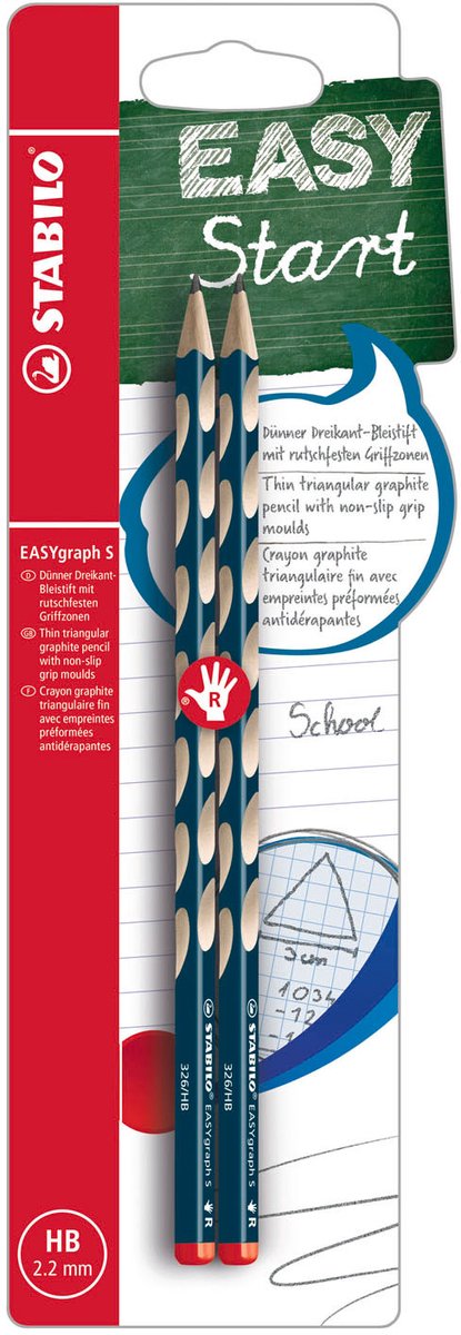 Stabilo easygraph s hb crayons graphite pour droitiers essence - 2 pcs.
