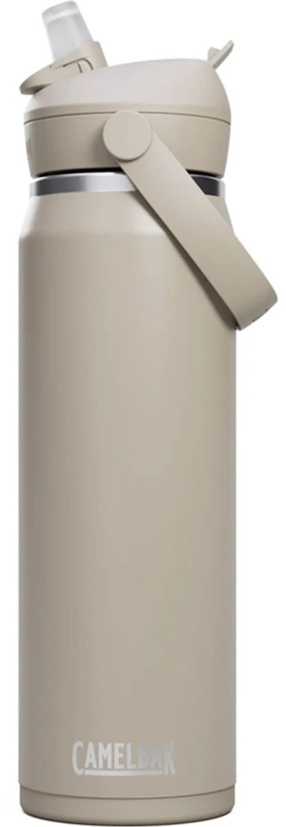 Gourde Camelbak Thrive Flip Straw - 750 ml - acier inoxydable - avec paille - bouteille d'eau isolante - beige