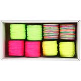 Creativ company cordon macramé, épaisseur 1 mm, vert fluo, rose fluo, jaune fluo, mix néon, 8x28 m 1 boîte
