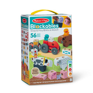 Melissa Doug – Ensemble de jeu Blockables™ Farm – avec boîte de rangement portable