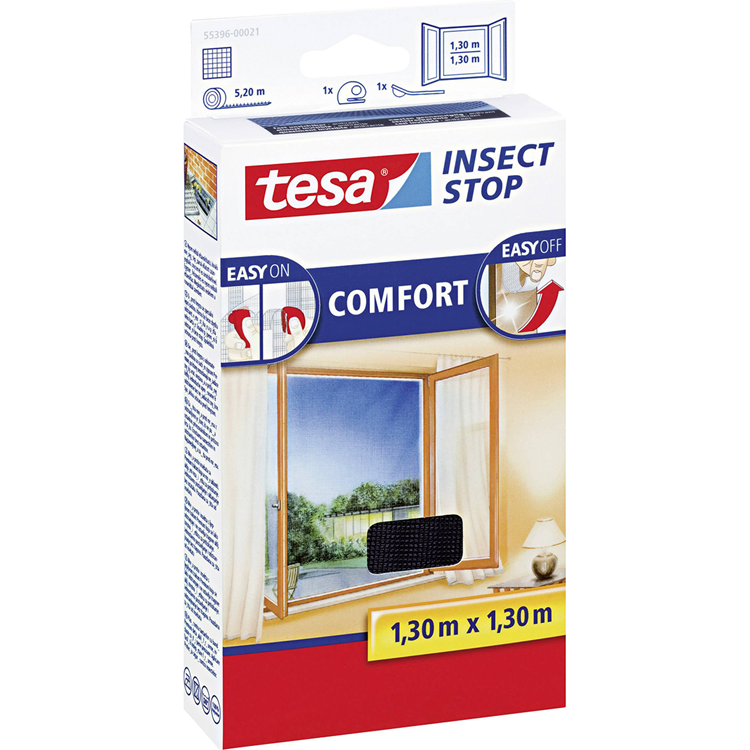 Tesa 1050472 - h l premium win.fly screen1,3x1,3m anthracite | 8 pièces