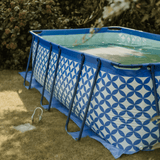 Élégance | piscine hors sol bleu foncé blanc 400x200x100 cm incl. accessoires