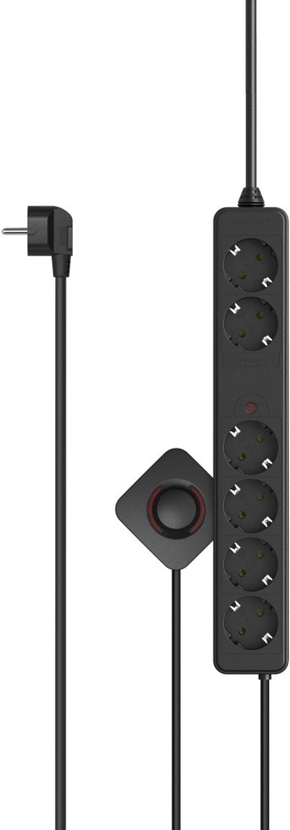 Multiprise Hama - 6 prises - câble 3m - avec interrupteur au pied - noir