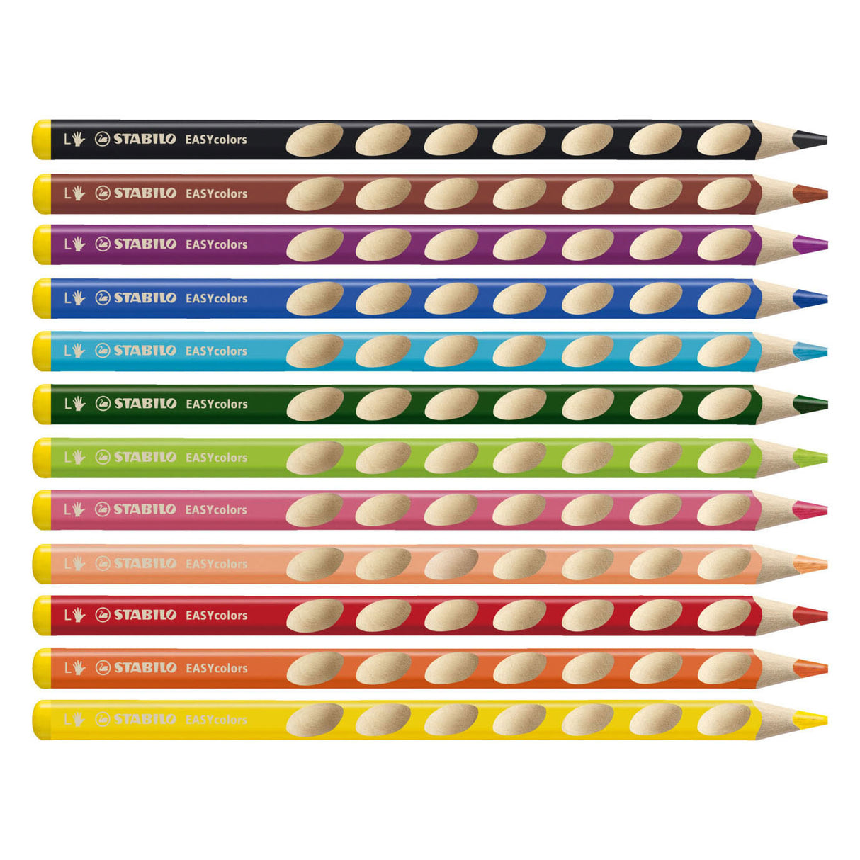 Crayons de couleur Stabilo Easycolors à gauche - Horaire - 12 pcs. + taille-crayon