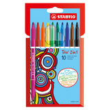 Stabilo Trio 2 en 1 - Felt -tip Pen et Fineliner dans A - Set 10 Pieces