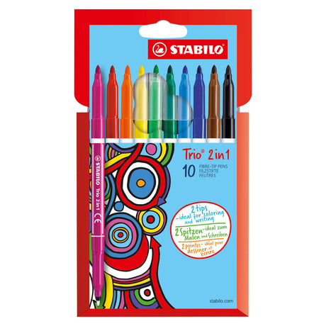 Stabilo Trio 2 en 1 - Felt -tip Pen et Fineliner dans A - Set 10 Pieces