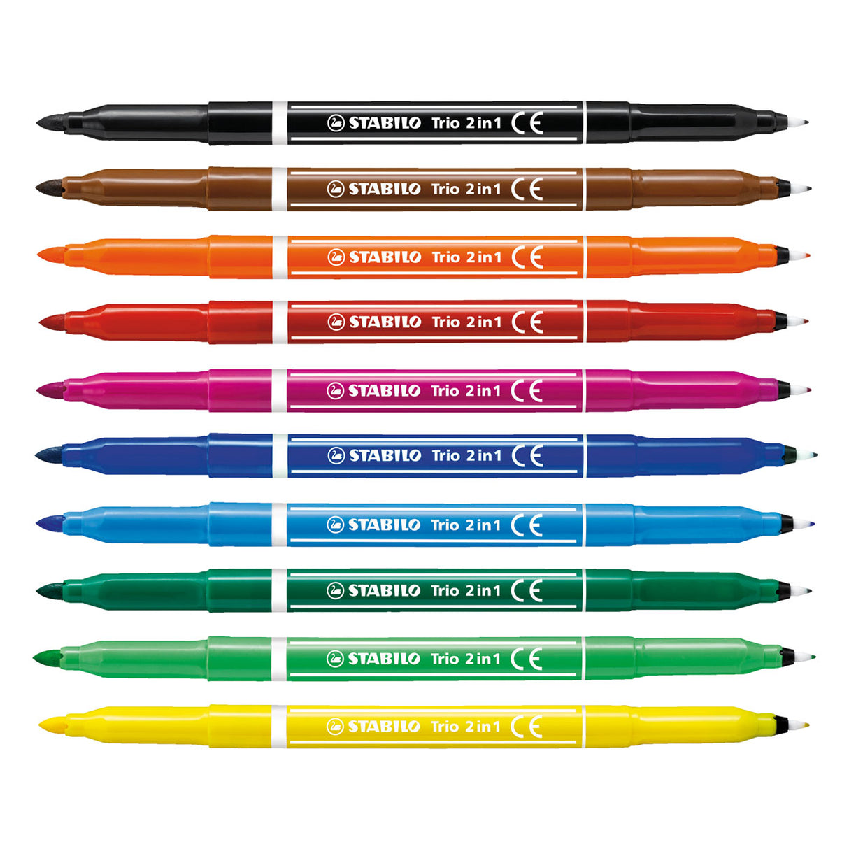 Stabilo trio 2 in 1 - viltstift en fineliner in een - set 10 stuks