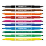 Stabilo Trio 2 en 1 - Felt -tip Pen et Fineliner dans A - Set 10 Pieces