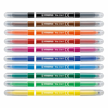 Stabilo Trio 2 en 1 - Felt -tip Pen et Fineliner dans A - Set 10 Pieces