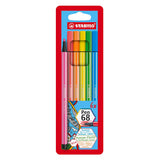 Stabilo Pen 68 - 6 Fluorescent Faarwen