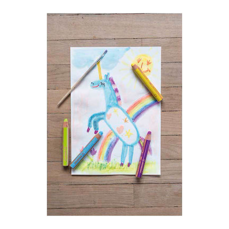 Stabilo Woody 3 en 1 - crayon de couleur multi-talents - jaune
