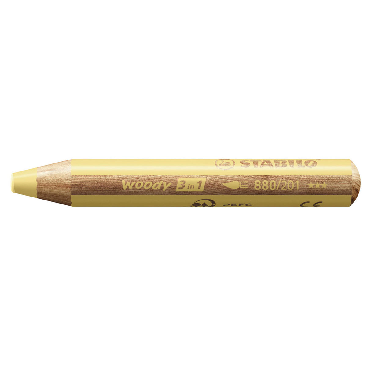 Stabilo Woody 3 en 1 - crayon de couleur multi-talents - jaune pastel