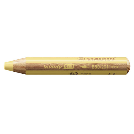 Stabilo Woody 3 en 1 - crayon de couleur multi-talents - jaune pastel