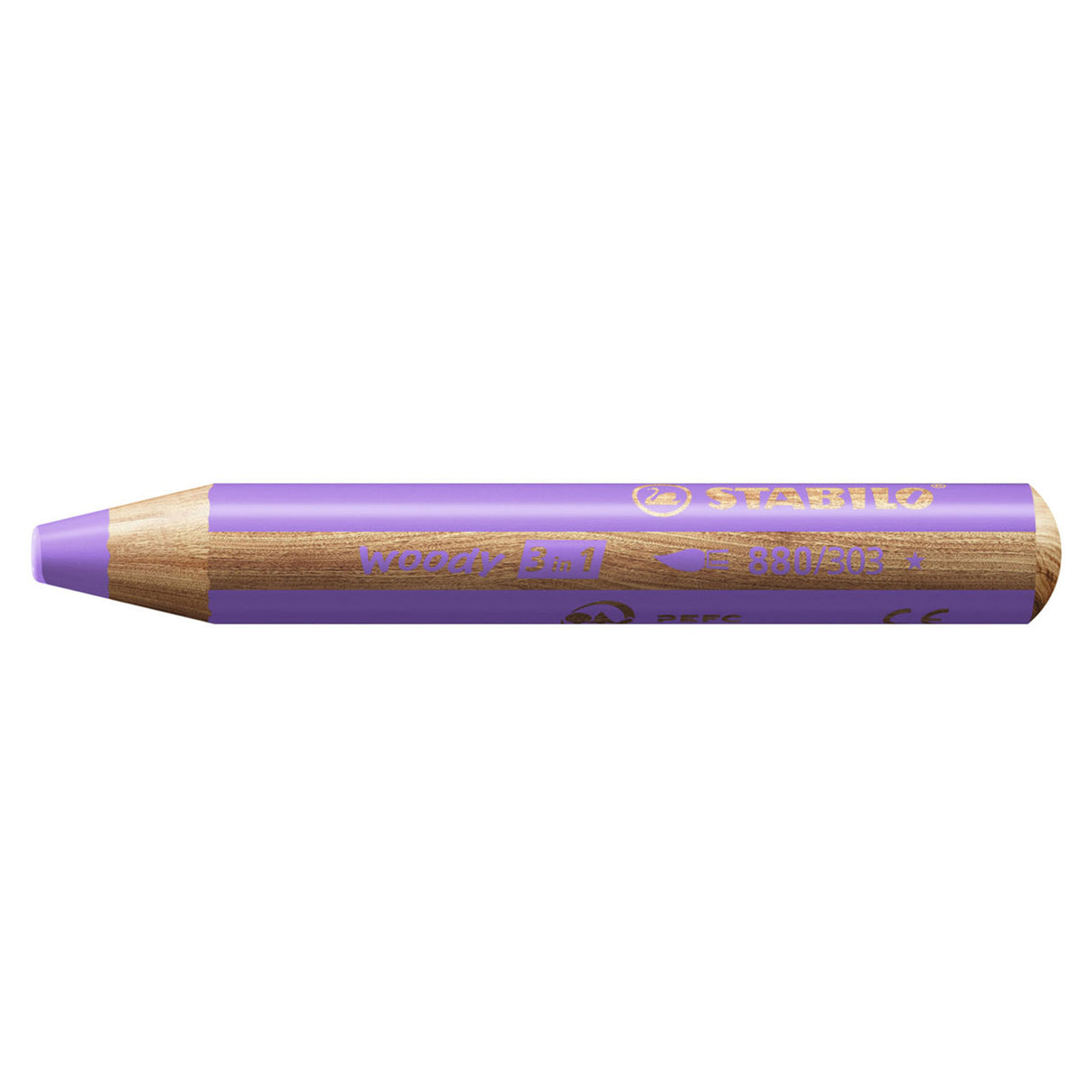 Stabilo Woody 3 en 1 - crayon de couleur multi-talents - lilas pastel