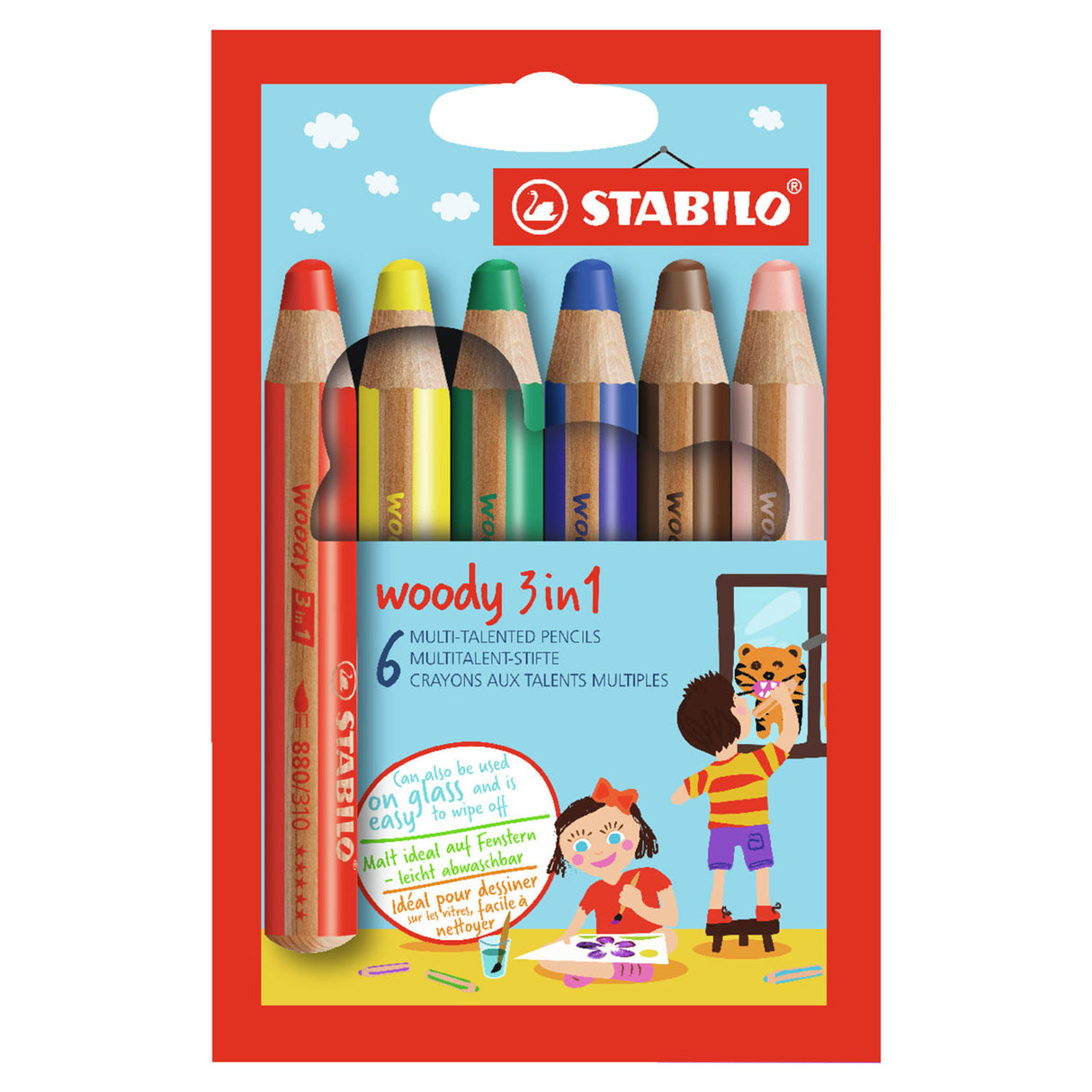 Stabilo Woody 3in1 farbige Stifte - 6 Farben