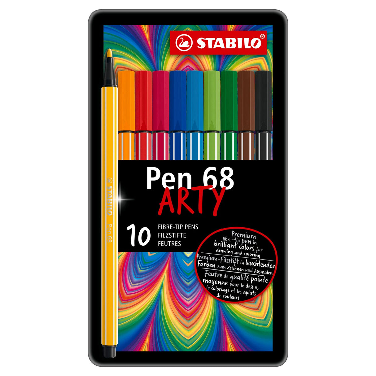 Stylo Stabilo 68 - feutre - boîte en métal de 10 pièces