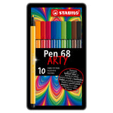 Stylo Stabilo 68 - feutre - boîte en métal de 10 pièces