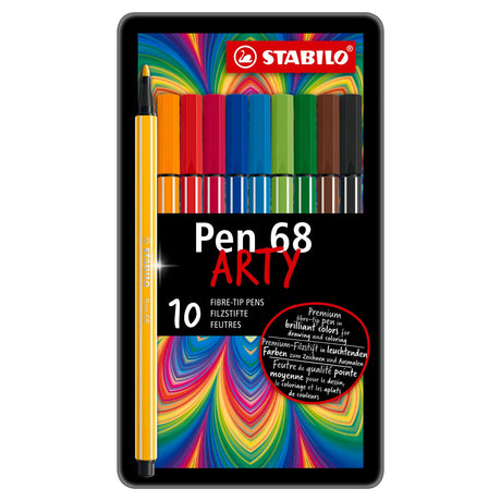 Stylo Stabilo 68 - feutre - boîte en métal de 10 pièces