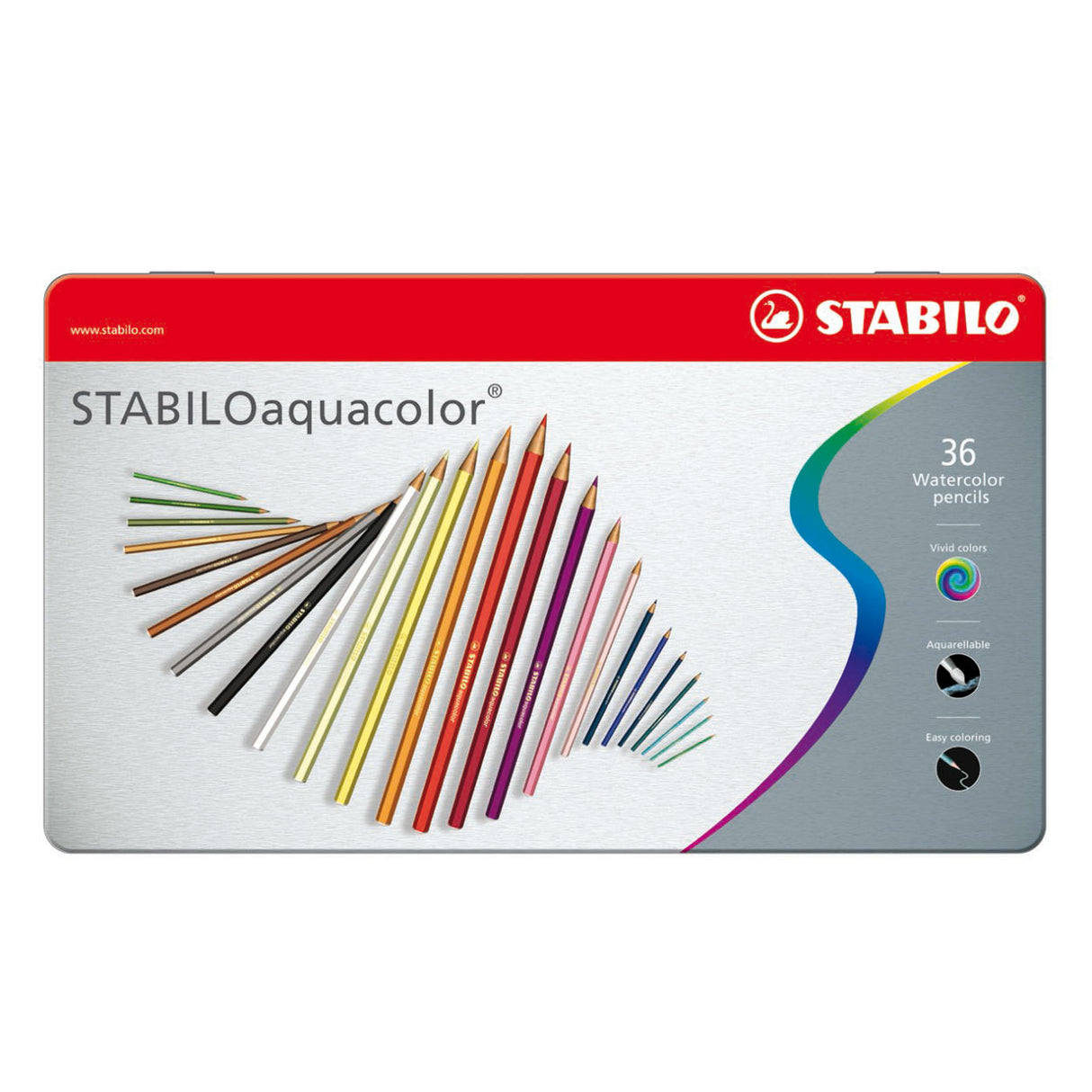 Stabilo Aquacocolor Metal Box, 36.6st.