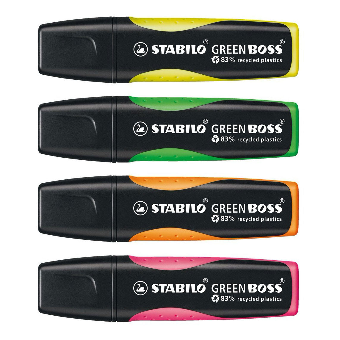 Marqueur de texte Stabilo 6070 4 boss vert 2-5mm vert, jaune, orange, rose